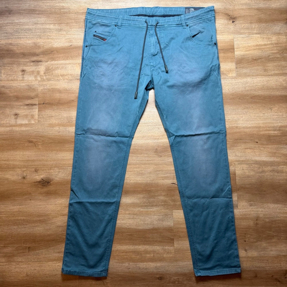 Diesel Krooley-NE JoggJeans Mens 38 Teal Blue Stretch Tapered Drawstring 0670M